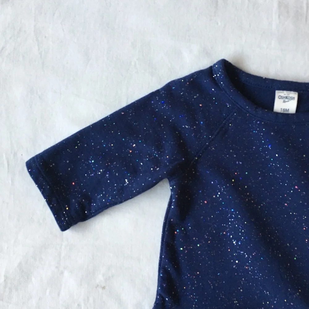 Oshkosh Dress Size 18 Months Tutu Skirt Navy Blue Sparkles on top worn once EUC